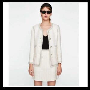 Zara textured fabric tweed like skirt metallic NWOT